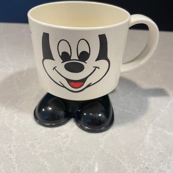 Vintage Mickey Production plastic footed cup with handle Mickey printed face - Picture 2 of 9